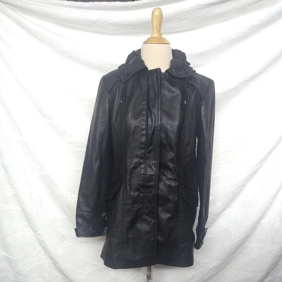 Cole Haan Black Leather Jacket - Picture 1 of 7